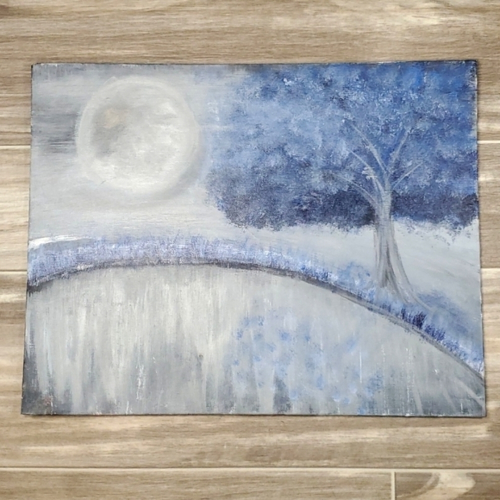 Hand Painted Acrylic Wall Art 11" x 14" Flat Canvas Nature Scene